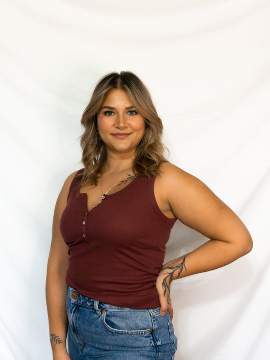 Burgundy Henley Tank