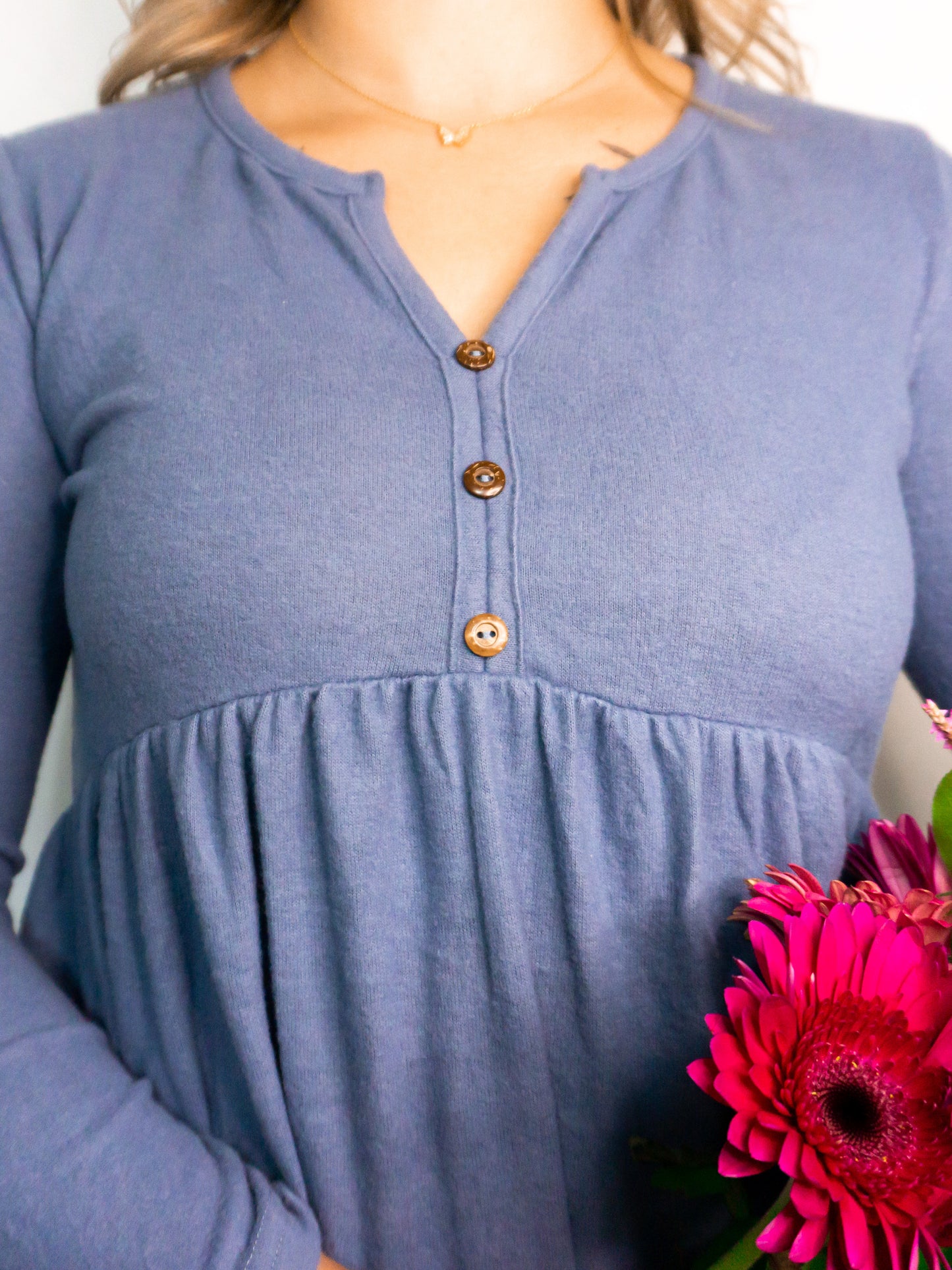 Blue Babydoll Knit Top