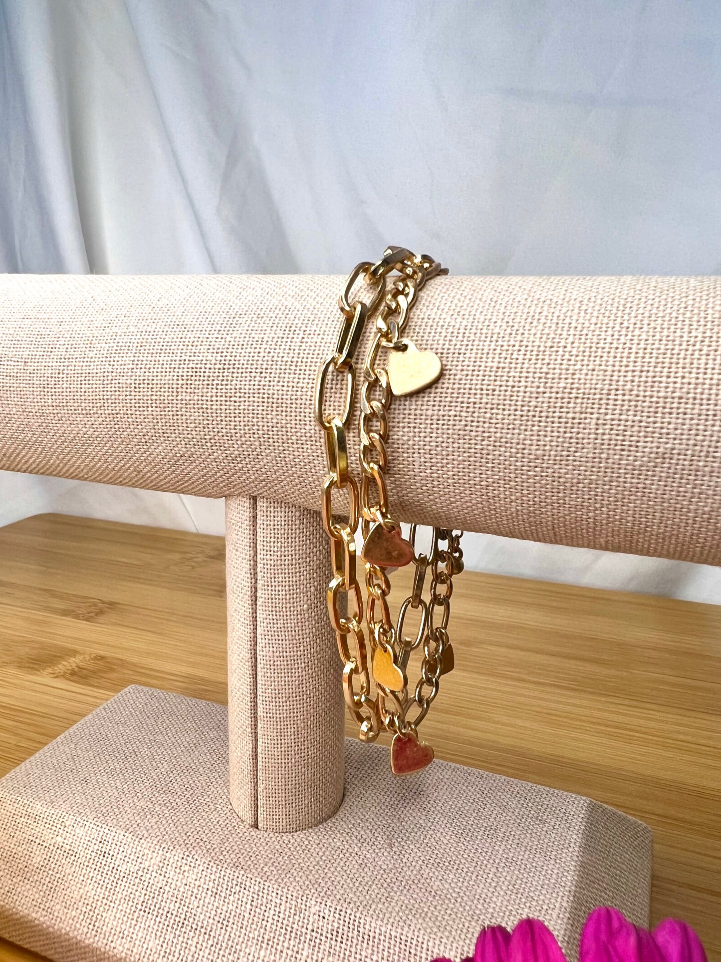 Heart Charms Chains Bracelet