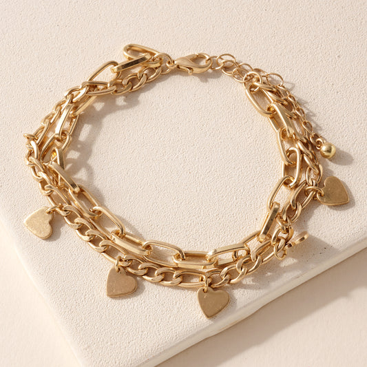 Heart Charms Chains Bracelet