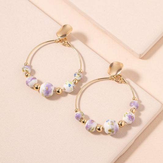 Floral Glass Beaded Hoop