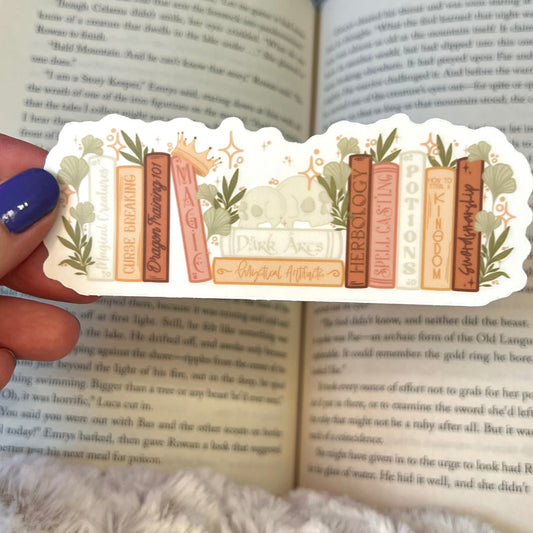 Cozy Fantasy Bookshelf Sticker