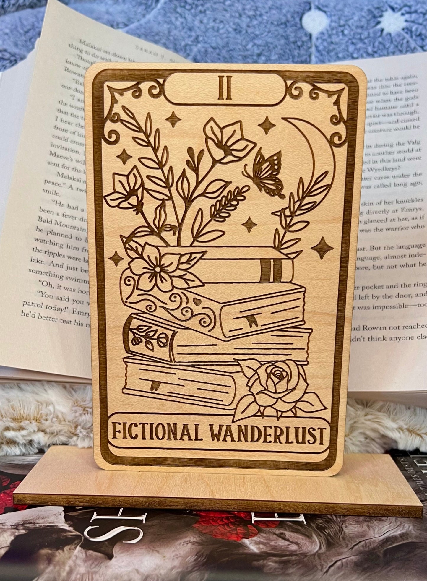 Fictional Wanderlust Tarot Card Shelf Sitter with Stand