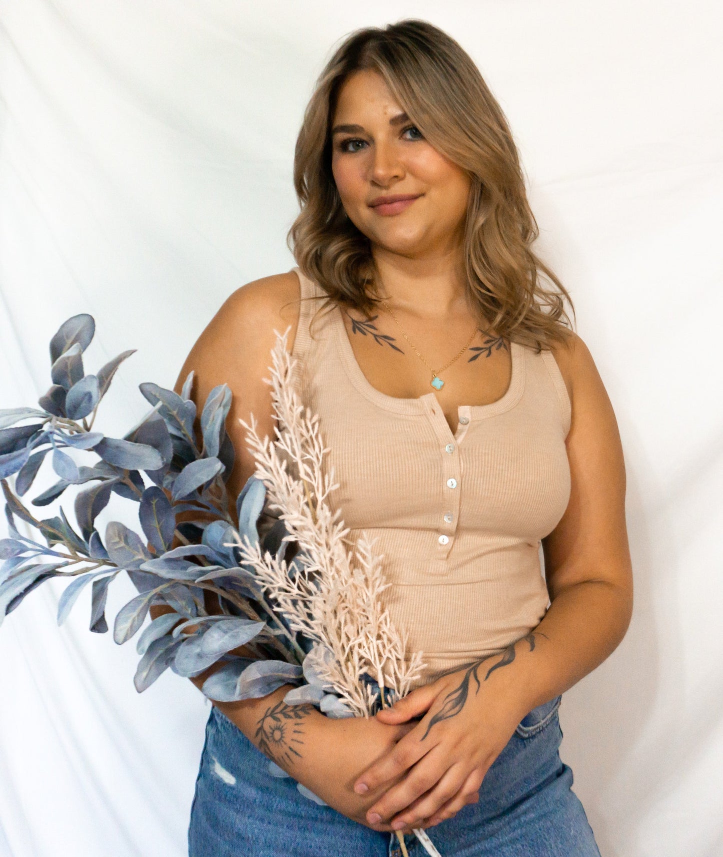 Taupe Henley Tank